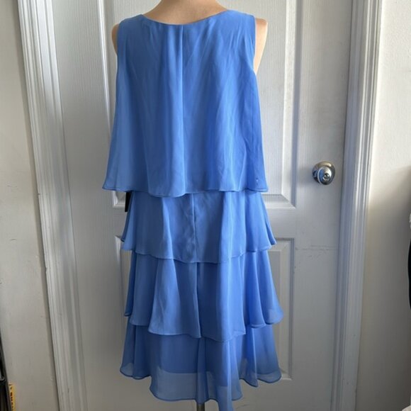 SLNY Sleeveless Tiered Mini Blue Bright Peri Dress Pull On Sz.14 - Picture 6 of 10